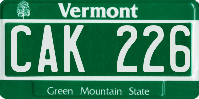 VT license plate CAK226