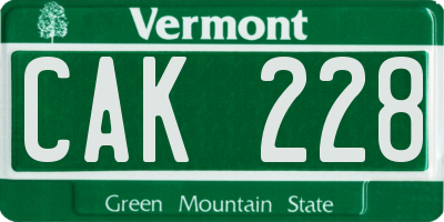 VT license plate CAK228