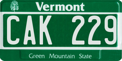 VT license plate CAK229