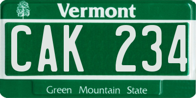 VT license plate CAK234