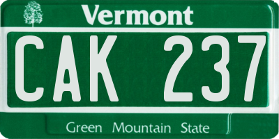 VT license plate CAK237