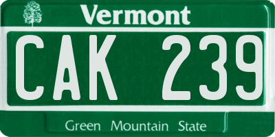 VT license plate CAK239