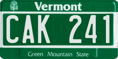 VT license plate CAK241