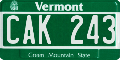 VT license plate CAK243