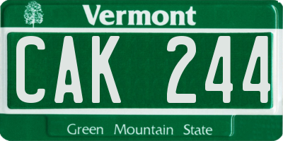 VT license plate CAK244