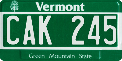 VT license plate CAK245
