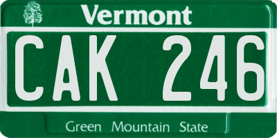 VT license plate CAK246