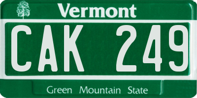 VT license plate CAK249