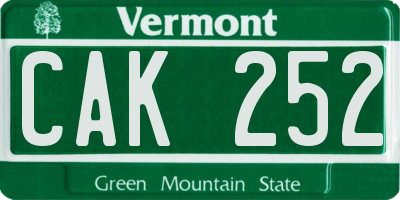 VT license plate CAK252