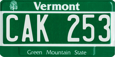 VT license plate CAK253