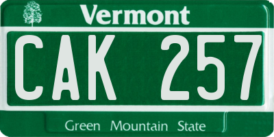 VT license plate CAK257