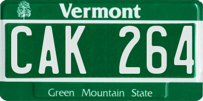 VT license plate CAK264