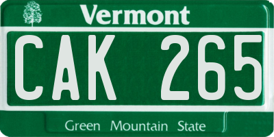 VT license plate CAK265