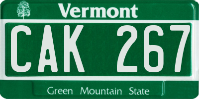 VT license plate CAK267