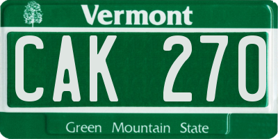 VT license plate CAK270
