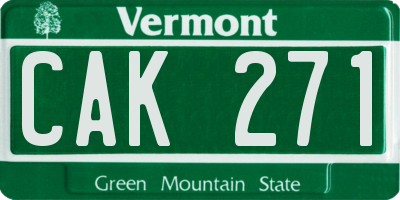 VT license plate CAK271