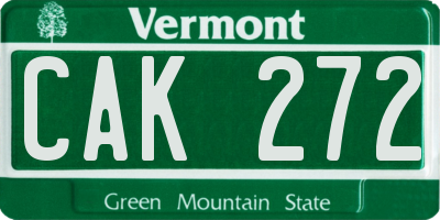 VT license plate CAK272