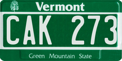 VT license plate CAK273