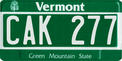 VT license plate CAK277