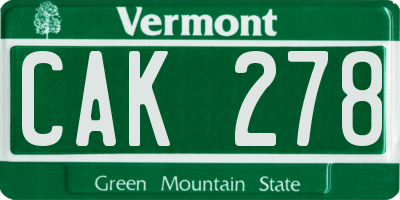 VT license plate CAK278