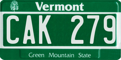 VT license plate CAK279