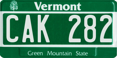 VT license plate CAK282