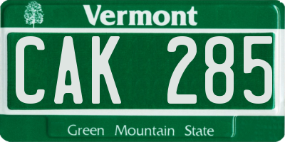 VT license plate CAK285
