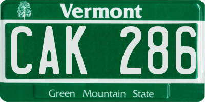VT license plate CAK286