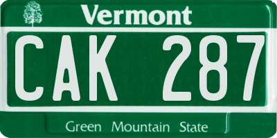 VT license plate CAK287