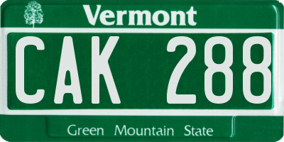 VT license plate CAK288