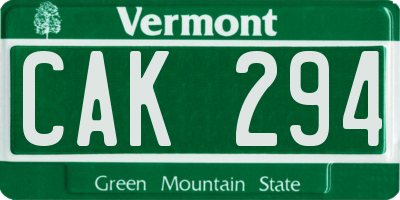 VT license plate CAK294