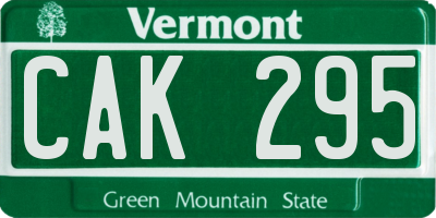 VT license plate CAK295