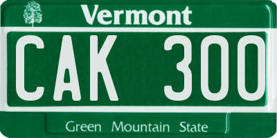 VT license plate CAK300
