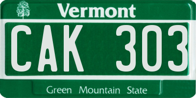 VT license plate CAK303
