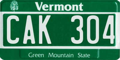 VT license plate CAK304