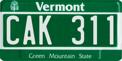 VT license plate CAK311