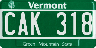 VT license plate CAK318
