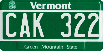 VT license plate CAK322