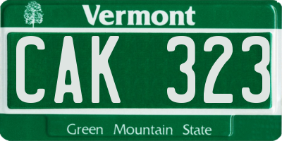 VT license plate CAK323