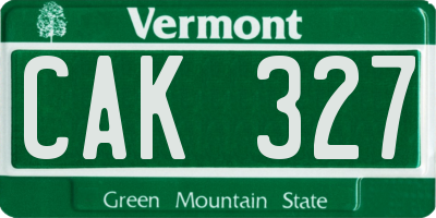 VT license plate CAK327