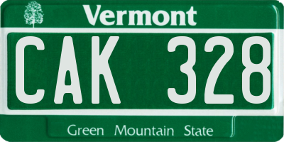 VT license plate CAK328