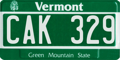 VT license plate CAK329