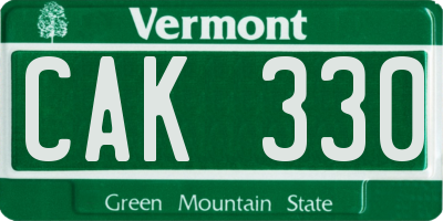 VT license plate CAK330