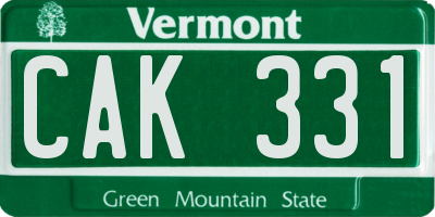 VT license plate CAK331