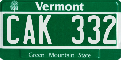VT license plate CAK332