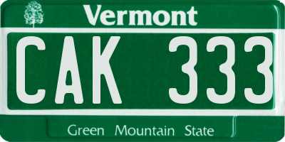 VT license plate CAK333