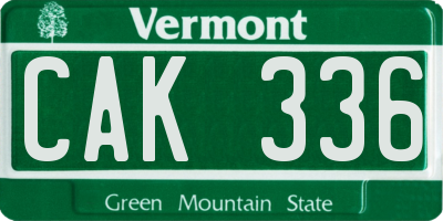 VT license plate CAK336
