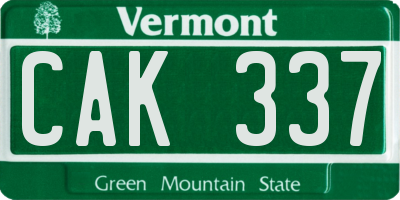 VT license plate CAK337