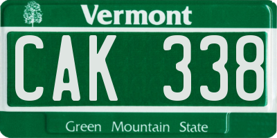 VT license plate CAK338