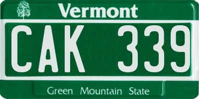 VT license plate CAK339